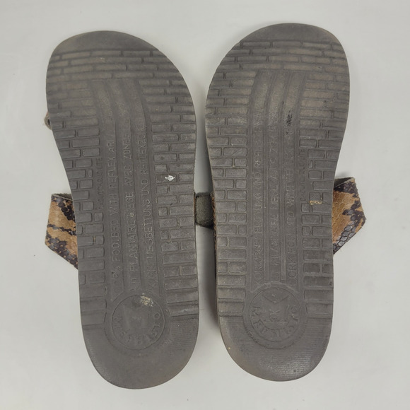 Mephisto Sandals EU37 US7 Helen Tan Snakeskin Print Leather Comfort Slides Thong - Picture 11 of 11